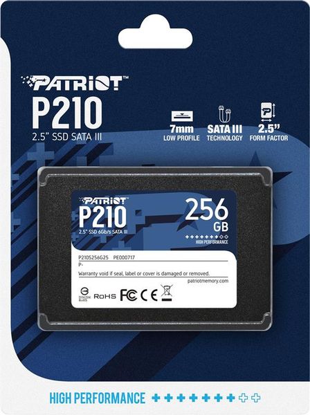 Накопичувач SSD 256GB Patriot P210 2.5" SATAIII TLC (P210S256G25) P210S256G25 фото