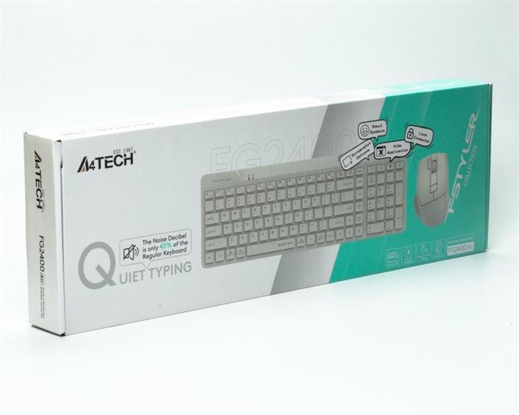 Комплект (клавіатура, мишка) бездротовий A4Tech Fstyler FG2400 Air Beige FG2400 Air (Beige) фото
