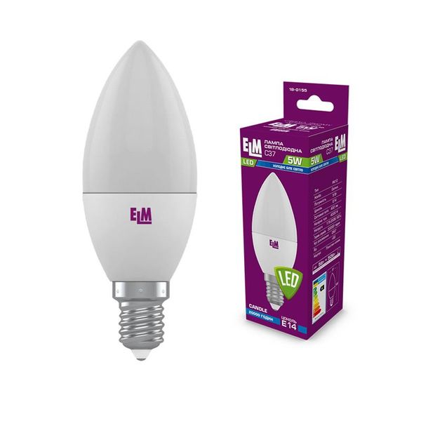 Лампа світлодіодна свічка ELM 5W E14 4000K (18-0155) 18-0155 фото