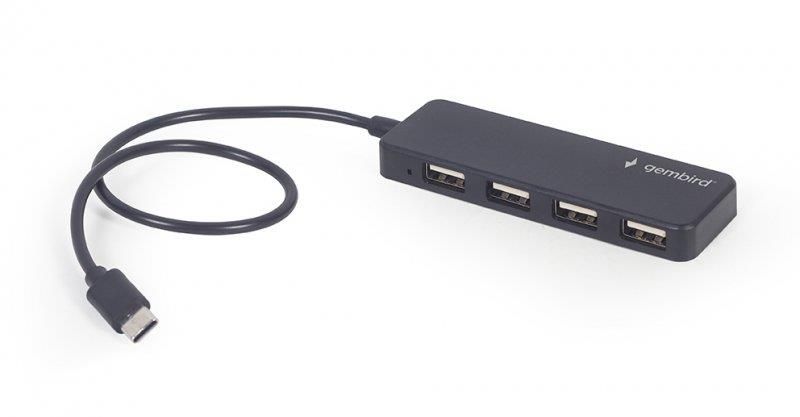 Концентратор USB Type-C Gembird 4хUSB2.0, пластик, Black (UHB-CM-U2P4-01) UHB-CM-U2P4-01 фото