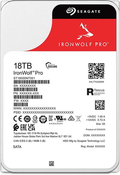 Накопичувач HDD SATA 18.0TB Seagate IronWolf Pro 7200rpm 256MB (ST18000NT001) ST18000NT001 фото