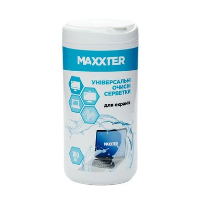 Очисні серветки Maxxter в тубі, для дисплеїв, 100 шт. (CW-SCR100-01) CW-SCR100-01 фото