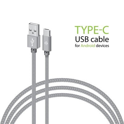 Кабель Intaleo CBGNYT2 USB - USB Type-C (M/M), 2 м, Grey (1283126489143) 1283126489143 фото