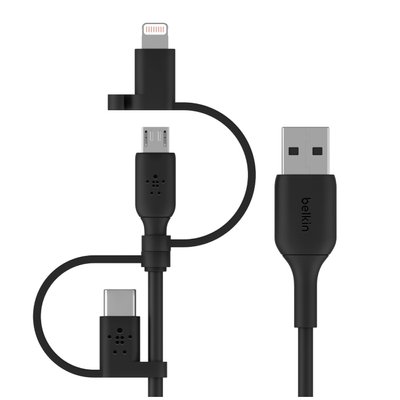 Кабель Belkin Boost Charge Universal USB - Lightning + micro USB + USB Type-C (M/M), 1 м, Black (CAC001bt1MBK) CAC001bt1MBK фото
